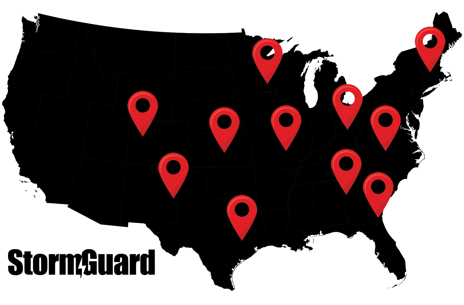 Storm Guard service locations map across the United States
